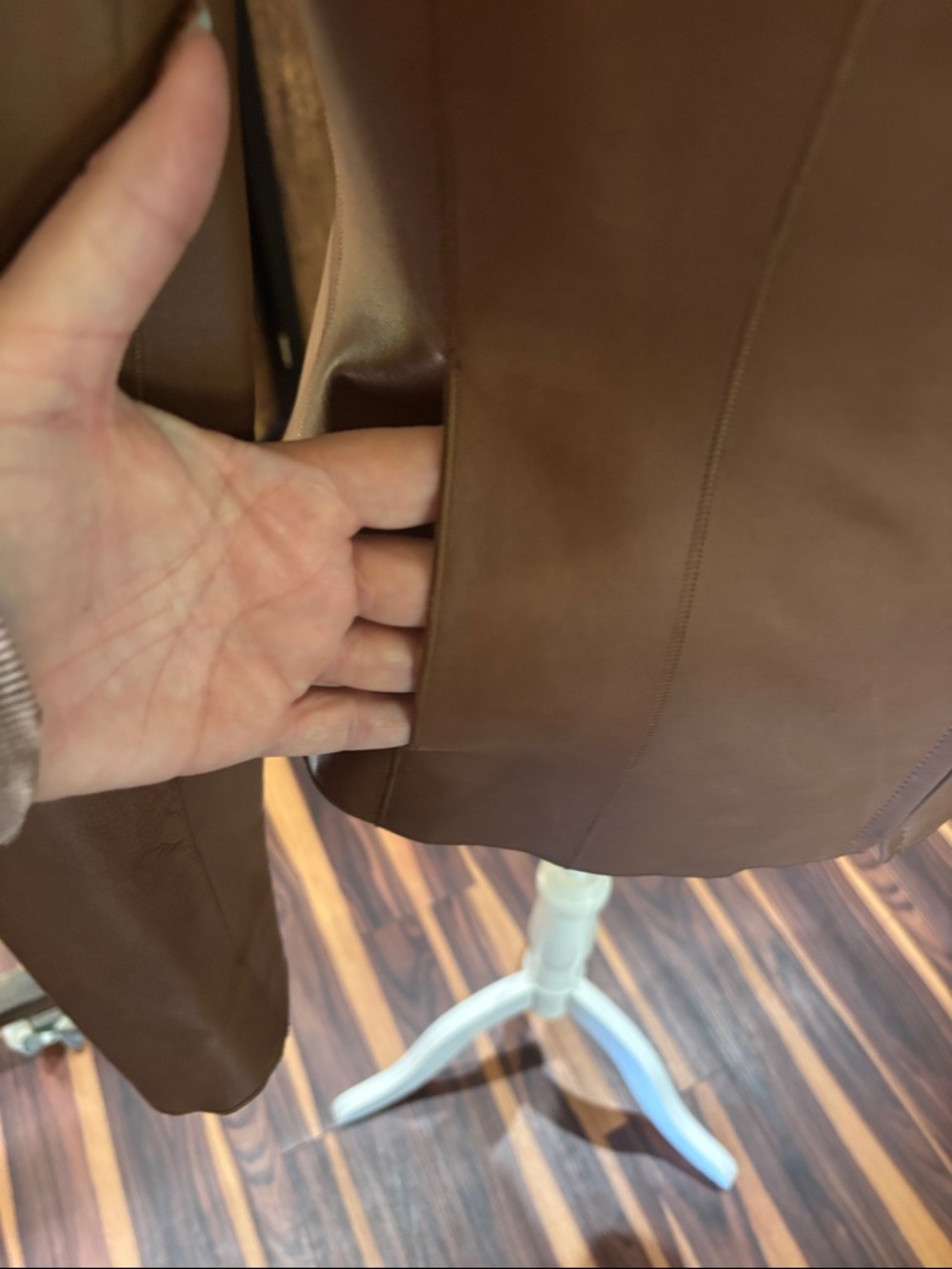 Cole Haan Women's Brown Zip-Front Leather Jacket - Picture 3 of 8